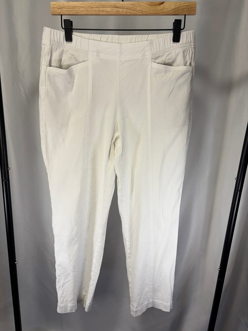 J.Jill Linen Stretch Women’s Small White Pull On Pants Ankle Straight Leg